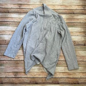 NWT Eileen Fisher Drape Front Open Cardigan XL grey terry pockets